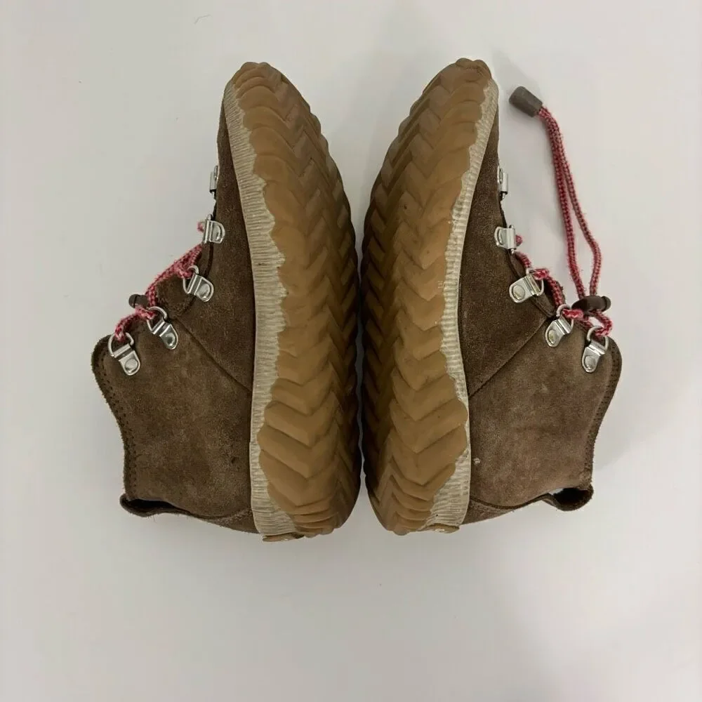 Sorel Brown Leather Suede‎ with Pink No Tie Lace Winter Boots girl’s 1